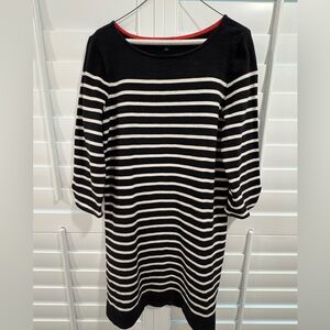 Talbots Black and White Striped Dress